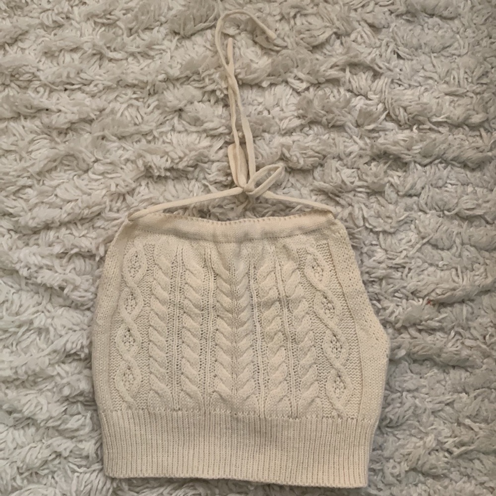 Cream Knit Halter Top